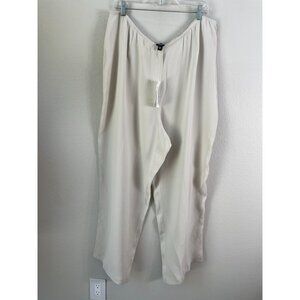 NEW Eileen Fisher Womens Plus 3X 100% Silk Georgette Luxe Trousers Pants Bone